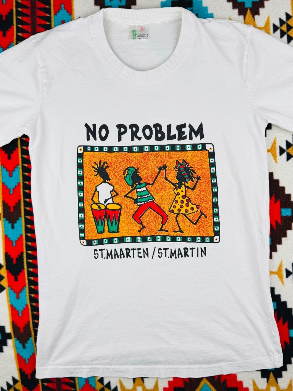 No Problem St Maarten St Martin Caribbean Graphic T Shirt Island Reggae Tee L